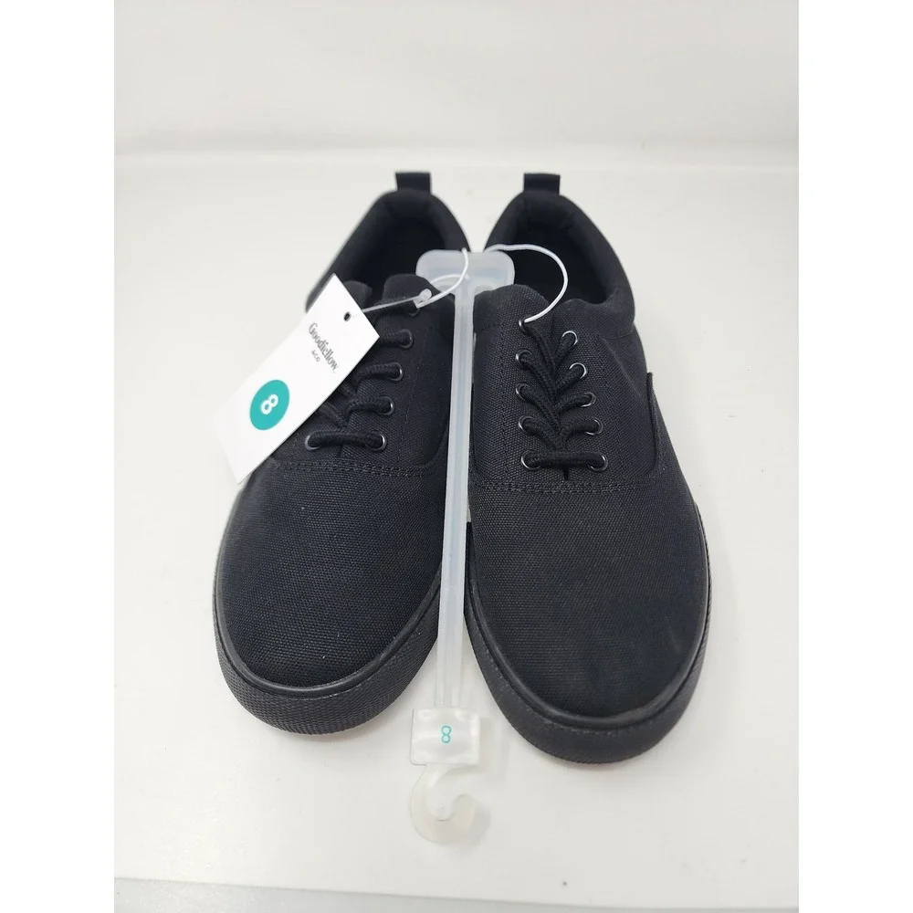 Goodfellow & Co Mens Low Top Lace Up Sneakers Black Canvas Casual Size 8